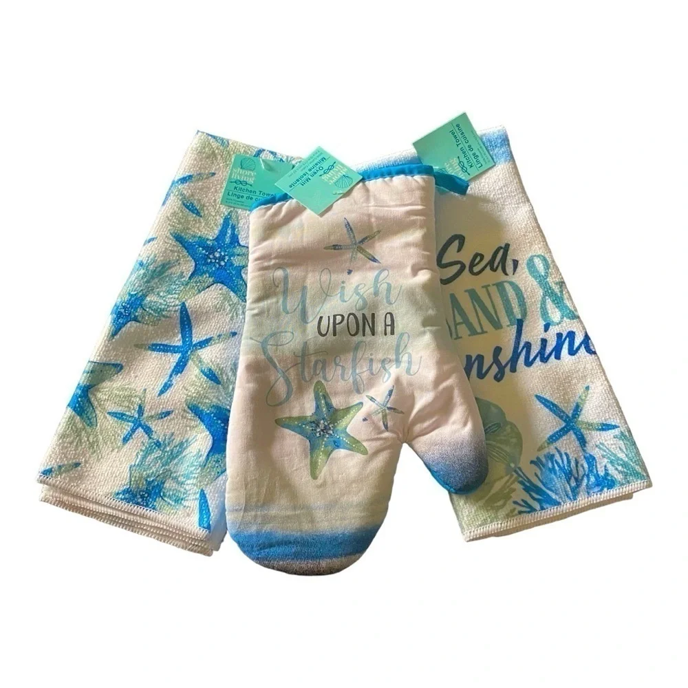 NWT-SHORE THING-KITCHEN TOERLS AND OVEN MITT